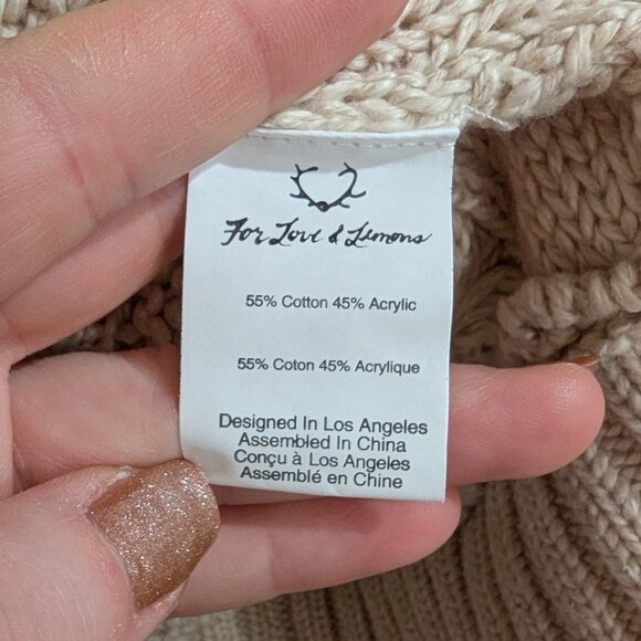FOR LOVE & LEMONS KNITZ Wythe Bell Sleeve Sweater L Oversized Loose Weave Cream - Picture 11 of 14